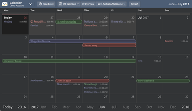 Calendar in dark theme