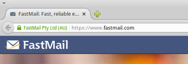 Green EV SSL badge reads FastMail Pty Ltd